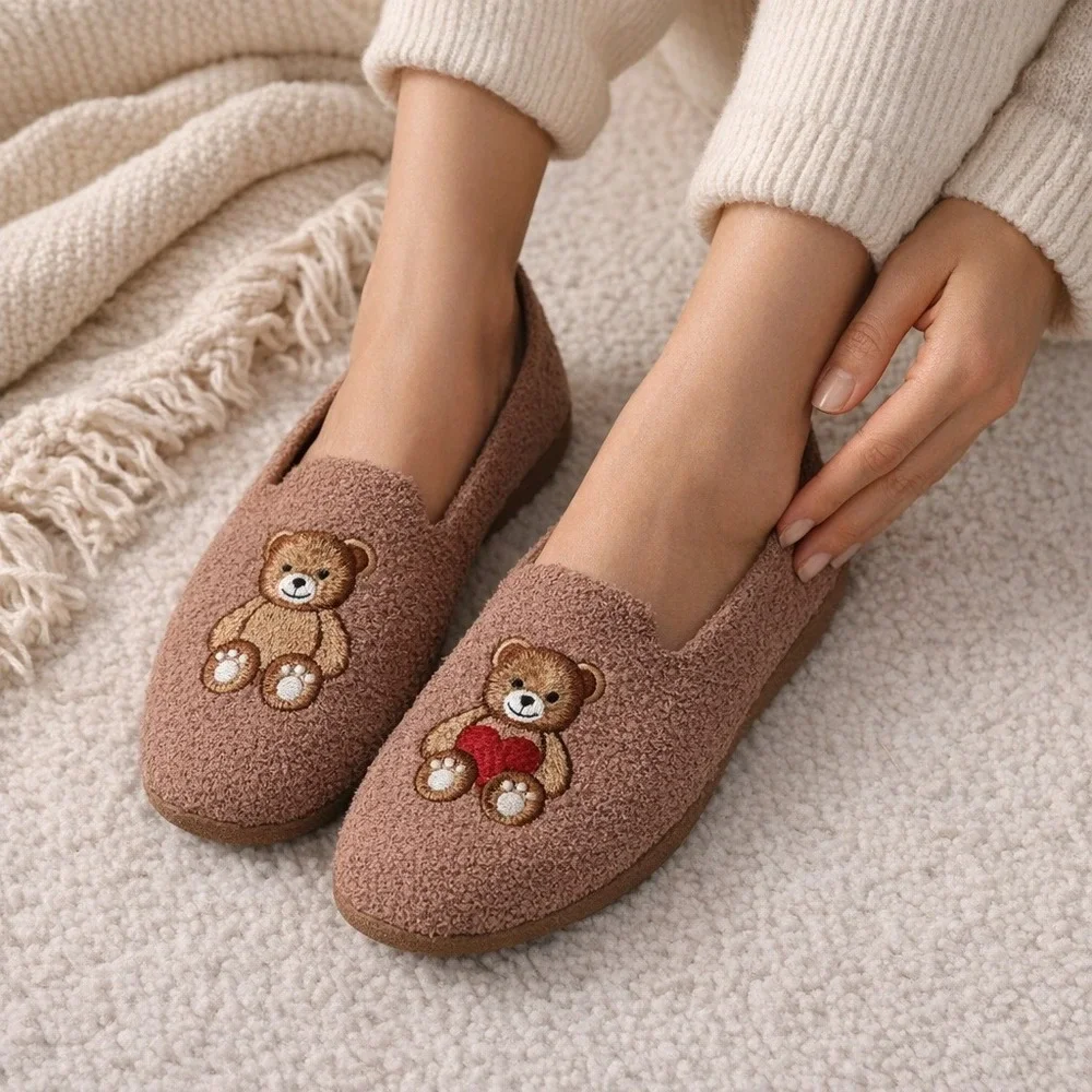 VIVAIA Samantha Terry Knit Loafers Nutmeg Teddy Bear Flats Women's 40/9.5‎